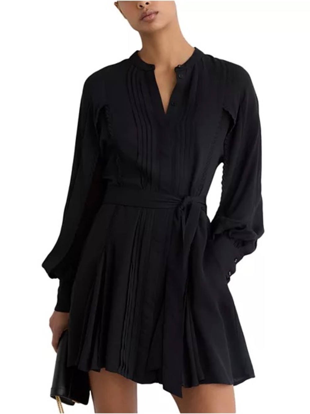 REISS Eliana Lace Detail Flippy Dress